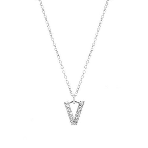 Collana ChiMiAma con Lettera V Pavé - Ref. 130115V