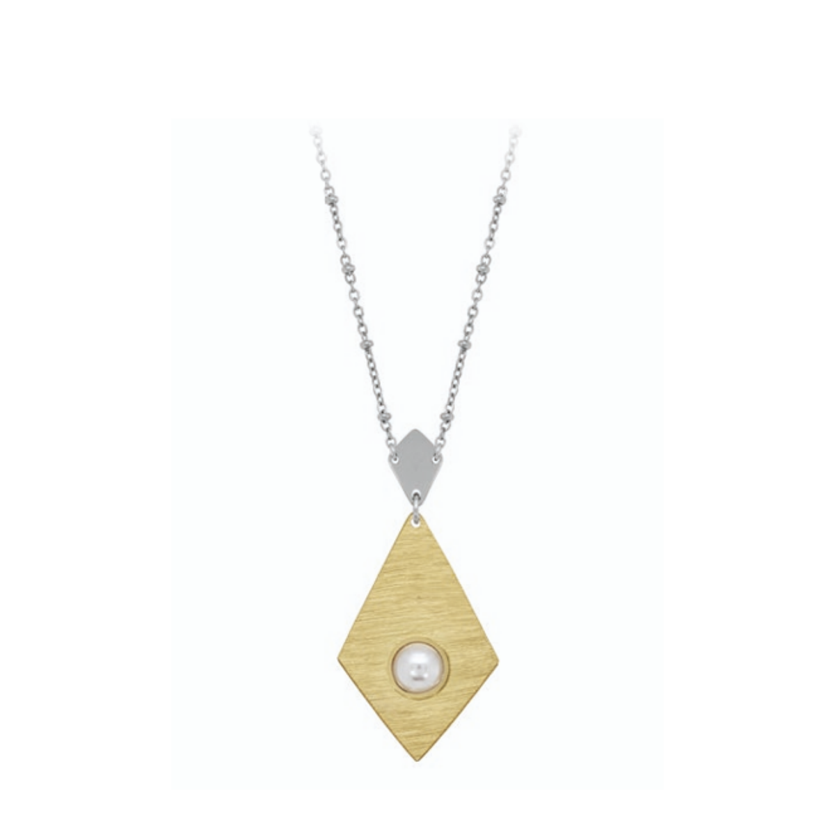 Set Collana, Bracciale & Orecchini ChiMiAma – Acciaio Bicolor Rombo Dorato & Perla