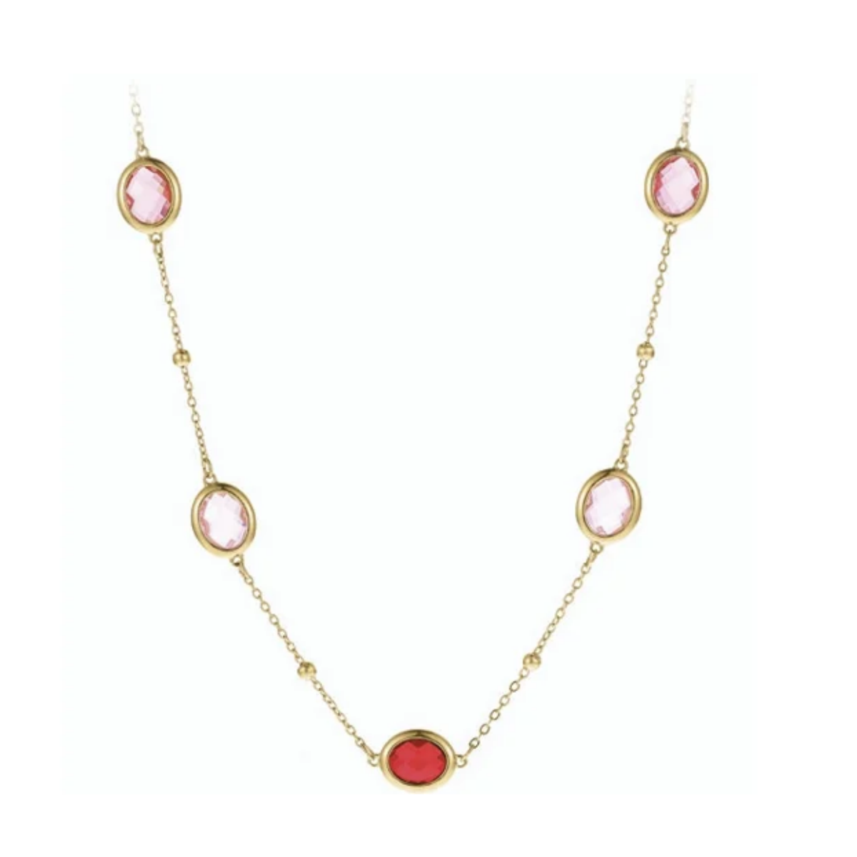 Set ChiMiAma - Parure Cristalli Rosa & Rosso in Acciaio 316L