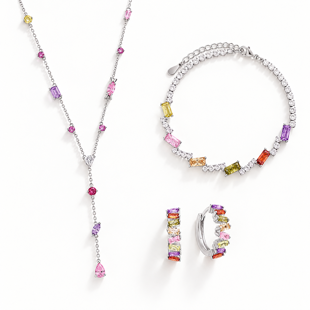 Set ChiMiAma - Parure Rainbow Zirconi in Argento 925