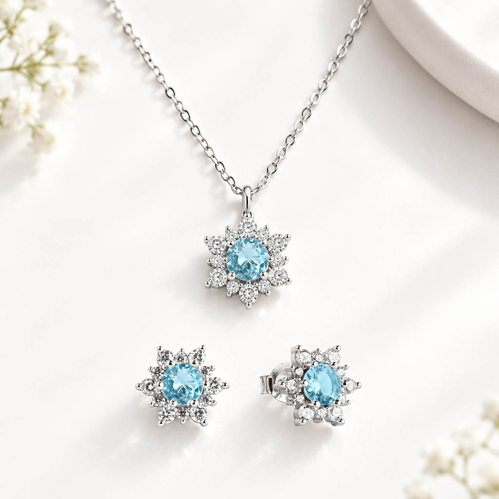 Set Collana & Orecchini ChiMiAma – Argento 925 e Pietre Azzurre