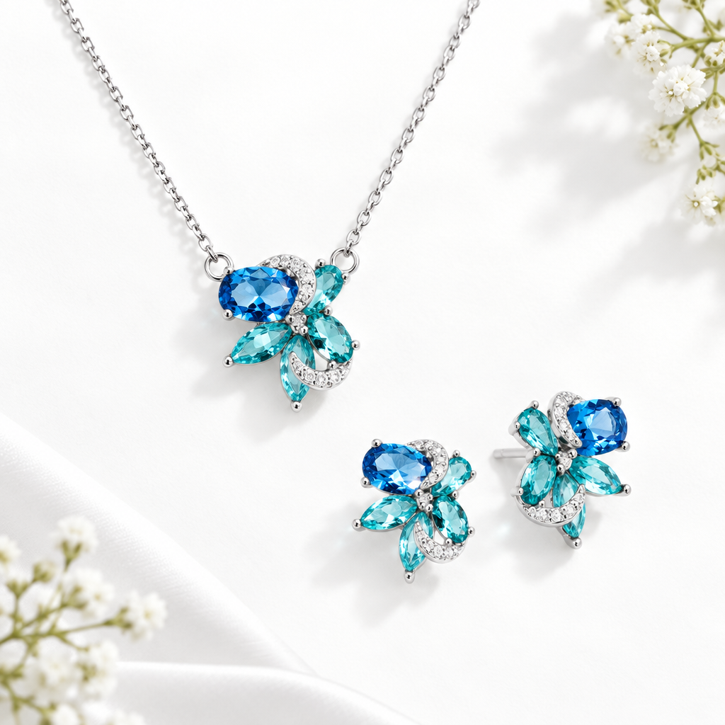 Set Collana & Orecchini ChiMiAma – Pietre Blu e Acquamarina